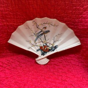 Japan fan shaped porcelain trinket dish